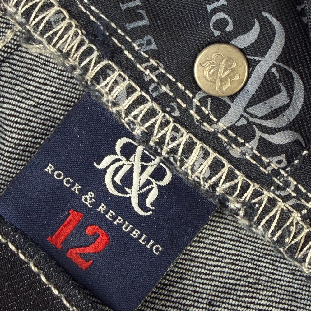 Rock & Republic Kasandra Bootcut Jeans Womens 12L Dark Wash Mid Rise Western Y2K - Picture 6 of 12